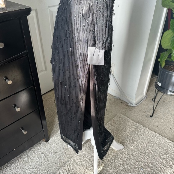 LULU’S SHEER FASCINATION SHEER MESH SEQUIN FRINGE MAXI DRESS - Picture 11 of 16
